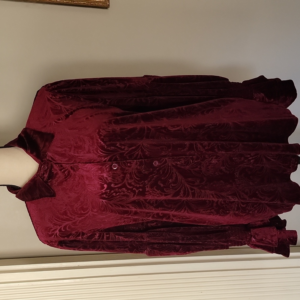 Cherrybetty Floral Print Velvet Blouse - Picture 2 of 6